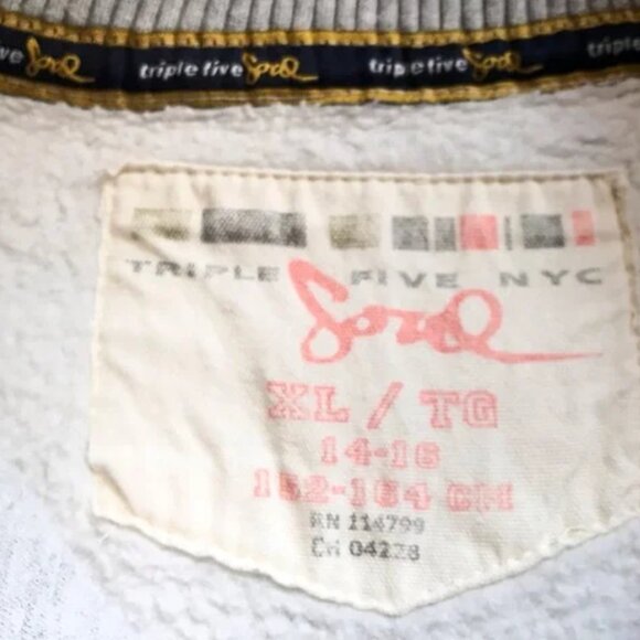 TRIPLE FIVE SOUL Varsity Style Gray/Blue Full Zip Jacket Pockets 14/16 (… - Picture 7 of 7